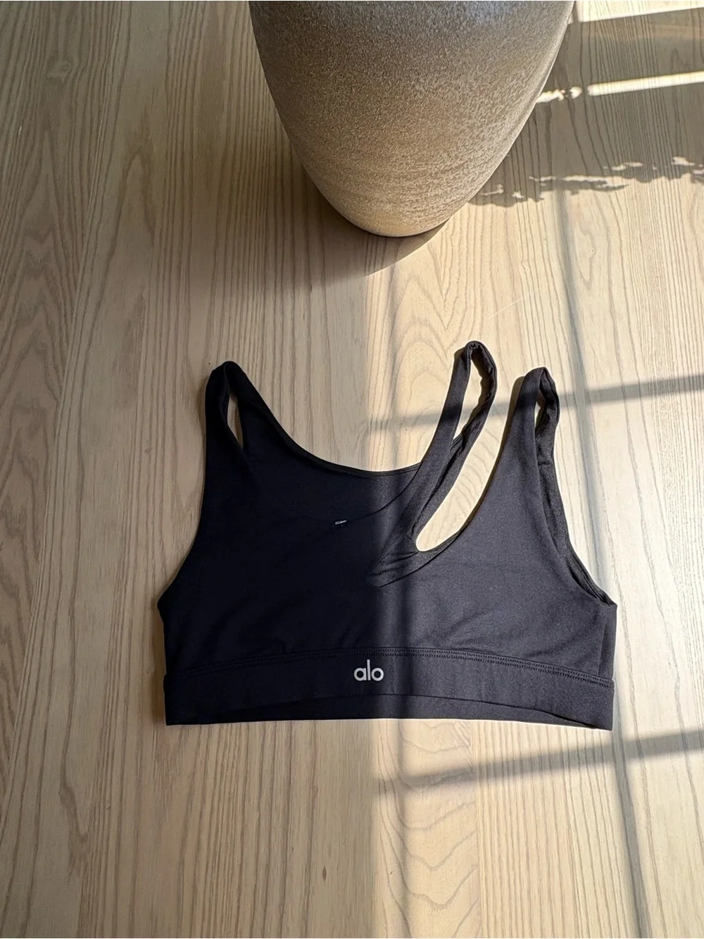 ALO Yoga Black Double-Strap Athletic Sports Bra
